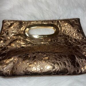 Michael Kors Textured Gold Clutch